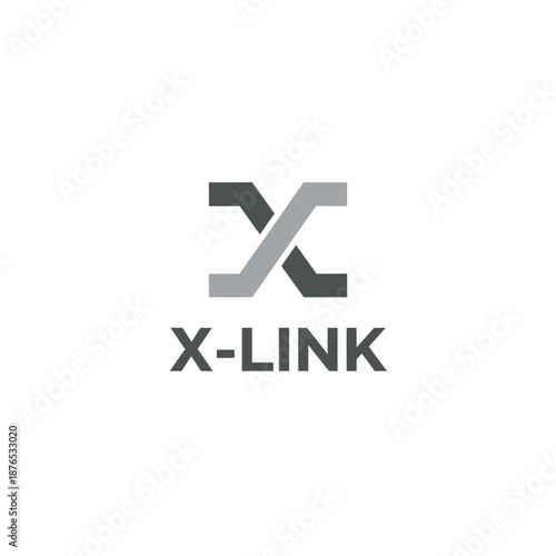 Abstract crossing lines forming letter X icon for digital connection or network system brand named X-LINK text