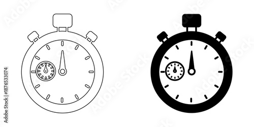 Stopwatch Timer Icons - Chronometer and Countdown Symbols for Sports, Fitness, and Productivity
