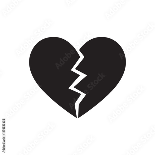 Broken Heart Silhouette Vector Illustration for Sadness Loneliness and Heartbreak Concepts