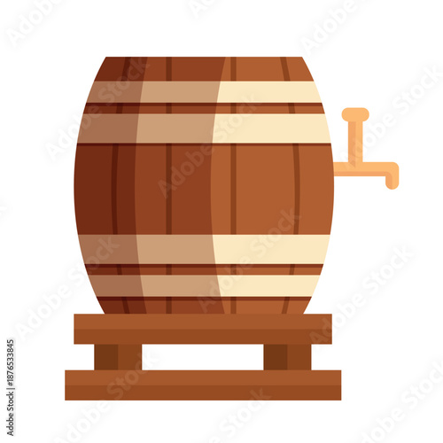 Wine barrel. Flat vector clipart, illustration with isolated background.