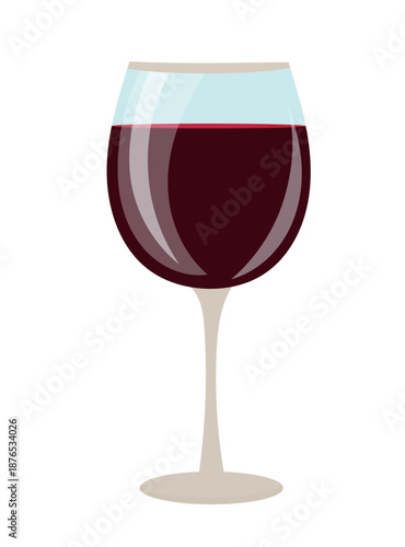 Glass of wine. Flat vector clipart, illustration with isolated background.