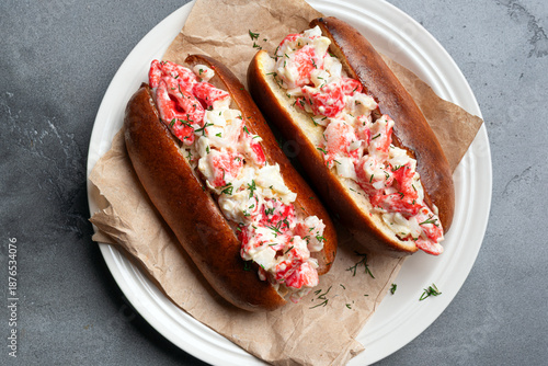 Lobster Rolls. Traditional classic American Sandwich.