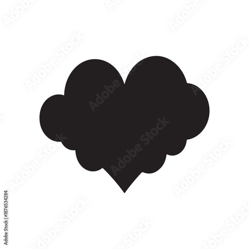 Minimalist Fluffy Cloud Heart Silhouette for Romantic Sky and Dreamy Valentine Invitation Designs
