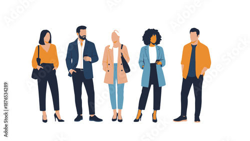 Diverse group of business professionals standing together