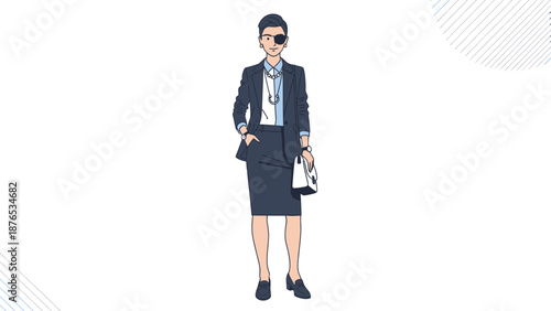 Confident businesswoman in professional attire standing with briefcase