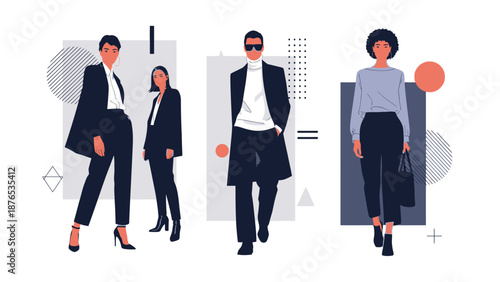 Diverse group of young professionals standing together confidently