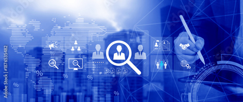 Job search concept. HR or Hiring Human Resources, unemployment finding job search for resume register job interview, find your career. headhunting and recruitment process. not ai