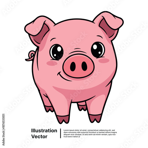 A cartoon pig standing on its hind legs with a cheerful expression