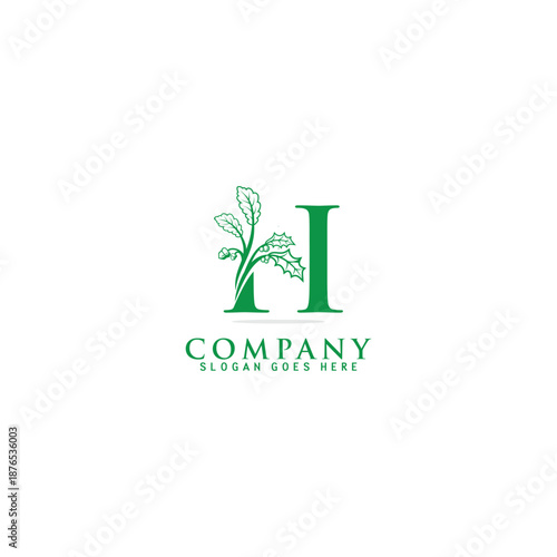 letter H hazelnut tree logo design, letter H hazelnut tree logo template