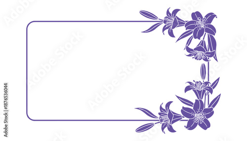 Floral frame with lily flowers for decorative card invitation greeting or photo design