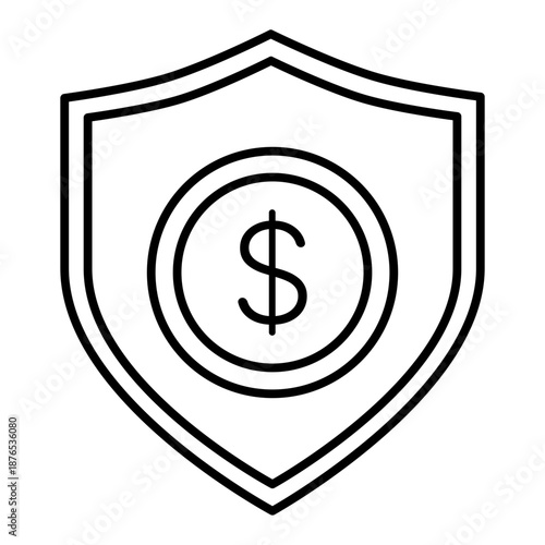 financial security line icon with editable stroke