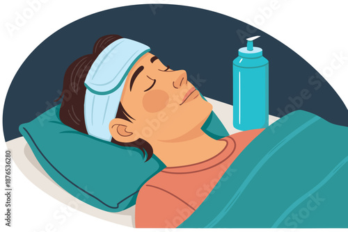 Fever Rest Cool Compress Illustration