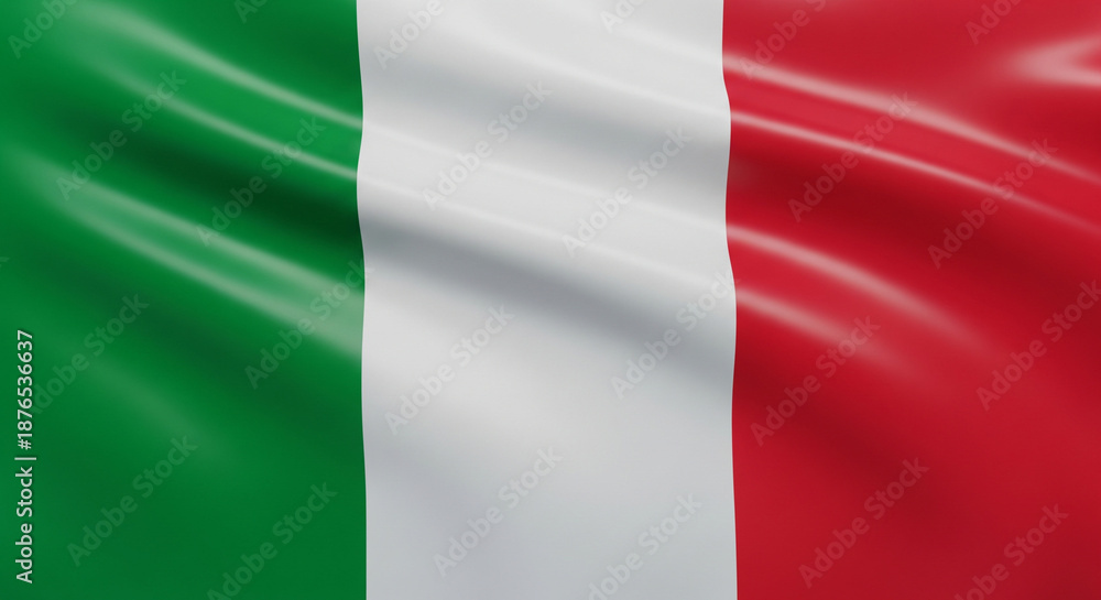 Obraz premium Realistic wavy national flag of the Republic of Italy closeup. Italian patriotic background for celebrate Republic day and Liberation Day. 3d vector