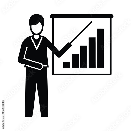 Teacher Explaining Graph Education Icon