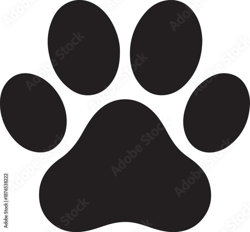 Animal Paw Print Silhouette, Dog Cat Paw Icon Vector