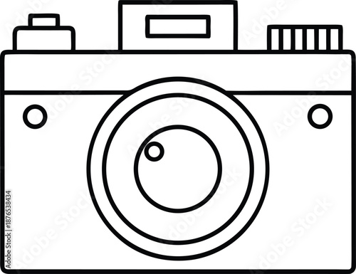 vintage camera   line art vector illustration on transparent background