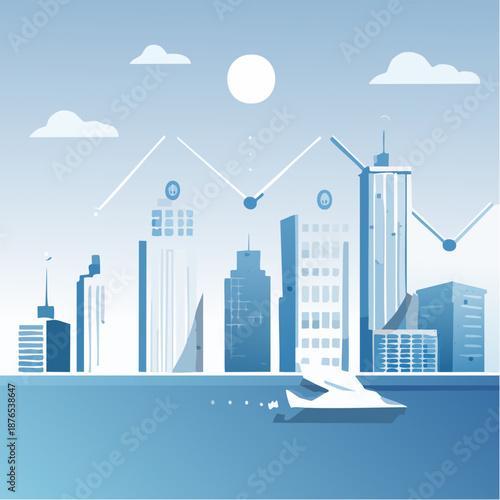 Business timeline infographic illustrating step-by-step process with icons and arrows in a clean flat vector style