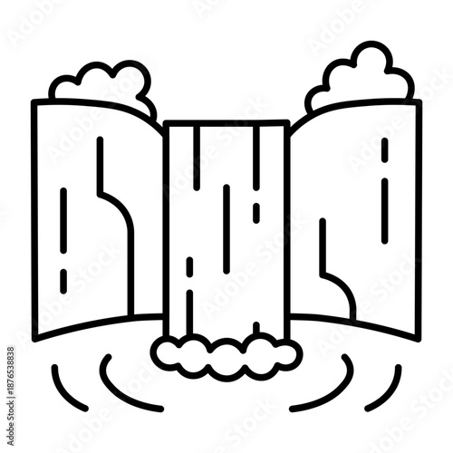 Waterfall Vector Line Icon Design