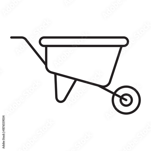 Wheelbarrow Vector Line Icon Design