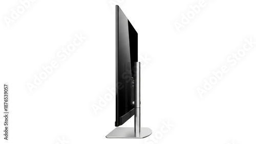 Modern ultra-thin monitor side profile isolated on transparent background