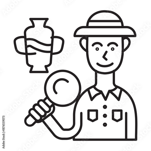 Archaeologist Vector Line Icon Design