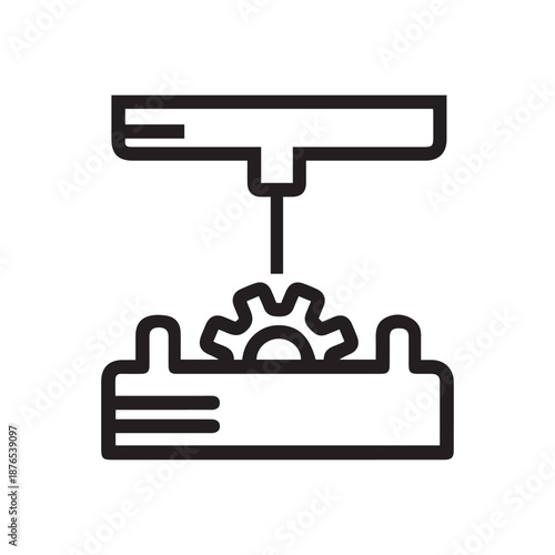 3d printer line icon. Industrial machine, mechanism, press machine. Printing industry concept. Vector can be used for topics like engineering, industry, technology