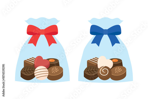 袋に入ったバレンタインチョコレートのイラスト素材
