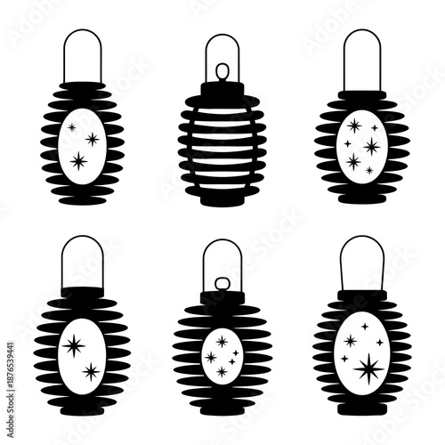 Decorative Lantern Collection: An ensemble of intricately designed lanterns, each showcasing unique patterns and subtle details, ideal for infusing charm and illumination into any scene.