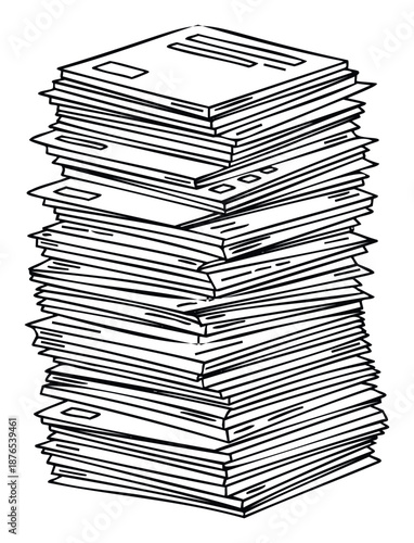A large messy stack of documents representing a significant workload for office administration or business operations, ideal for depicting bureaucracy and organization challenges.