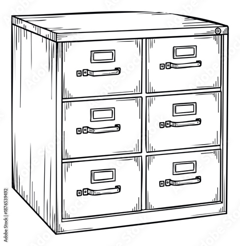 Sturdy sixdrawer metal filing cabinet offering essential organizational solutions for secure document storage and efficient record keeping in various professional settings.