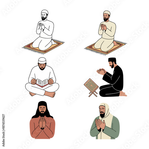 Reflection of Faith: A collection of illustrations that capture the various poses and moments in prayer and contemplation. Embrace the serenity and devotion found in each pose.