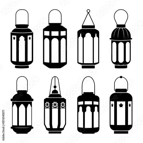 Elegant Lanterns Display: An assortment of ornamental lanterns, each boasting a distinctive design, elegantly showcased, ready to cast a warm glow and light.