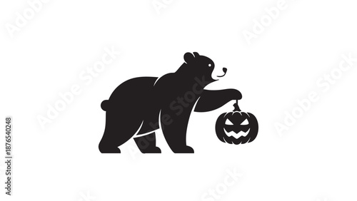 Cute Bear Holding Pumpkin for Halloween Celebration
