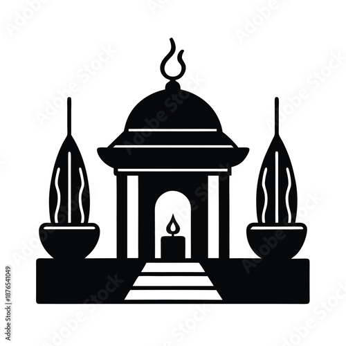 Temple Courtyard Incense Background Icon
