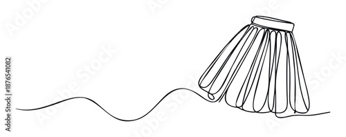 Minimalist shuttlecock sketch with continuous wavy line movement ideal for sports branding, athletic event promotion, or modern graphic communication.