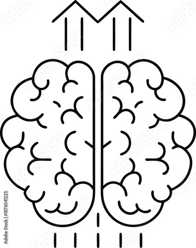 growth mindset brain   line art vector illustration on transparent background