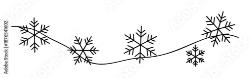 Create a festive winter atmosphere with this simple hand drawn snowflake garland perfect for holiday greeting decorations, seasonal event invitations, or cozy home party promotions.
