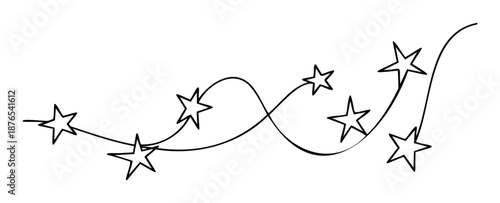 Wavy black line with multiple outline stars creating a cheerful decorative border or frame perfect for playful events, celebrations, or digital content headers