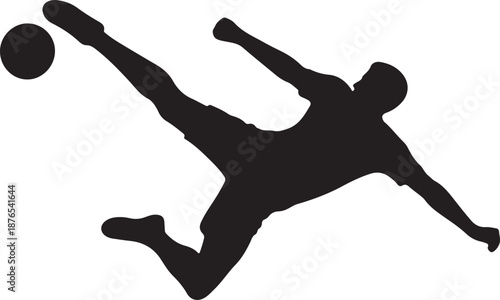 Soccer Player Bicycle Kick Action Silhouette