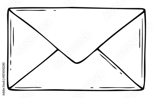 A simple handdrawn sketch of a mailing envelope, perfect for communication, message, or delivery service concepts, invitations, or greeting materials.