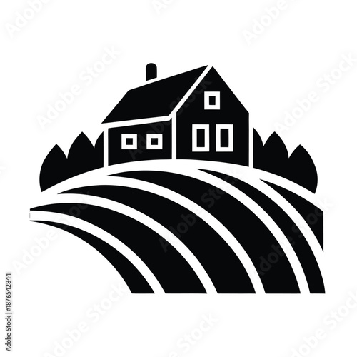 Terraced Farm Landscape Under Fog Icon