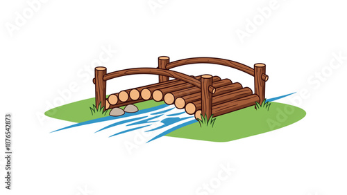 Charming wooden bridge over stream with natural surroundings