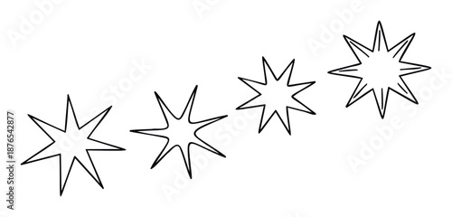 Energetic hand drawn starburst shapes add a dynamic touch to any graphic project, perfect for stickers, overlays, or decorative accents in digital and print media