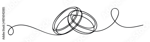 Abstract continuous black line forming intertwined oval shapes and a flowing wave contour, perfect for sophisticated graphic compositions, contemporary branding, or dynamic digital visual