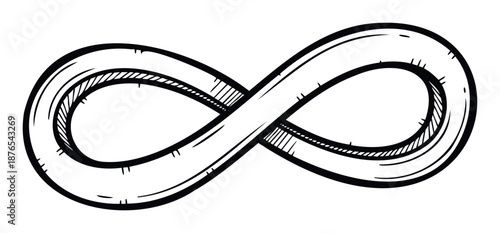 Bold outline infinity symbol in a distressed hand drawn style signifying forever and limitless potential suitable for various print and digital mediums