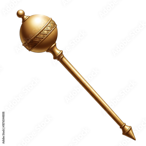 Golden sceptre with ornate details and spherical head
