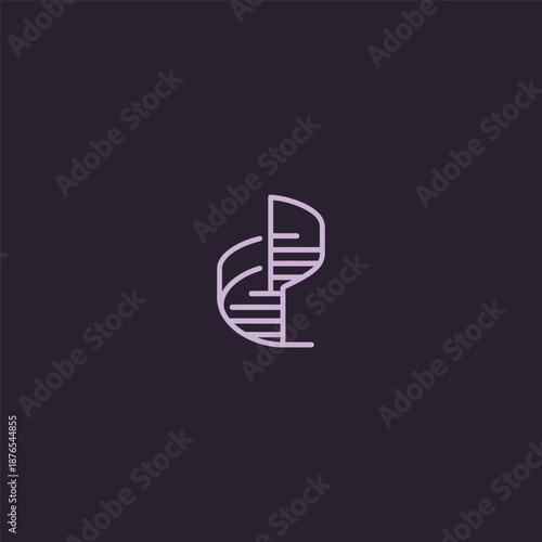 Spiral stair logo in smooth and minimalist simple line design.