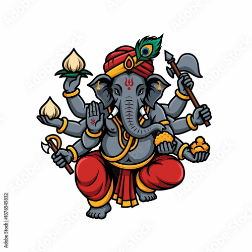 Vibrant Ganesha Artwork Representing Blessings and Remover of Obstacles