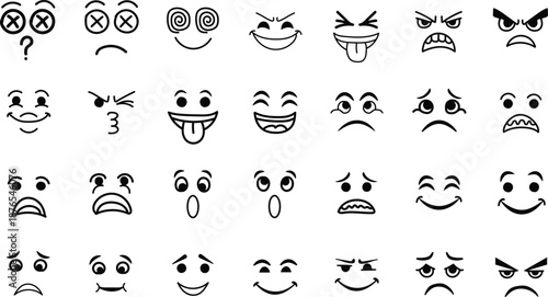 Collection Of Hand Drawn Emoticon Faces emoji expression