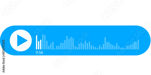 Modern Digital Audio Message UI Element with Blue Rounded Bubble and Sound Frequency Waveform Display